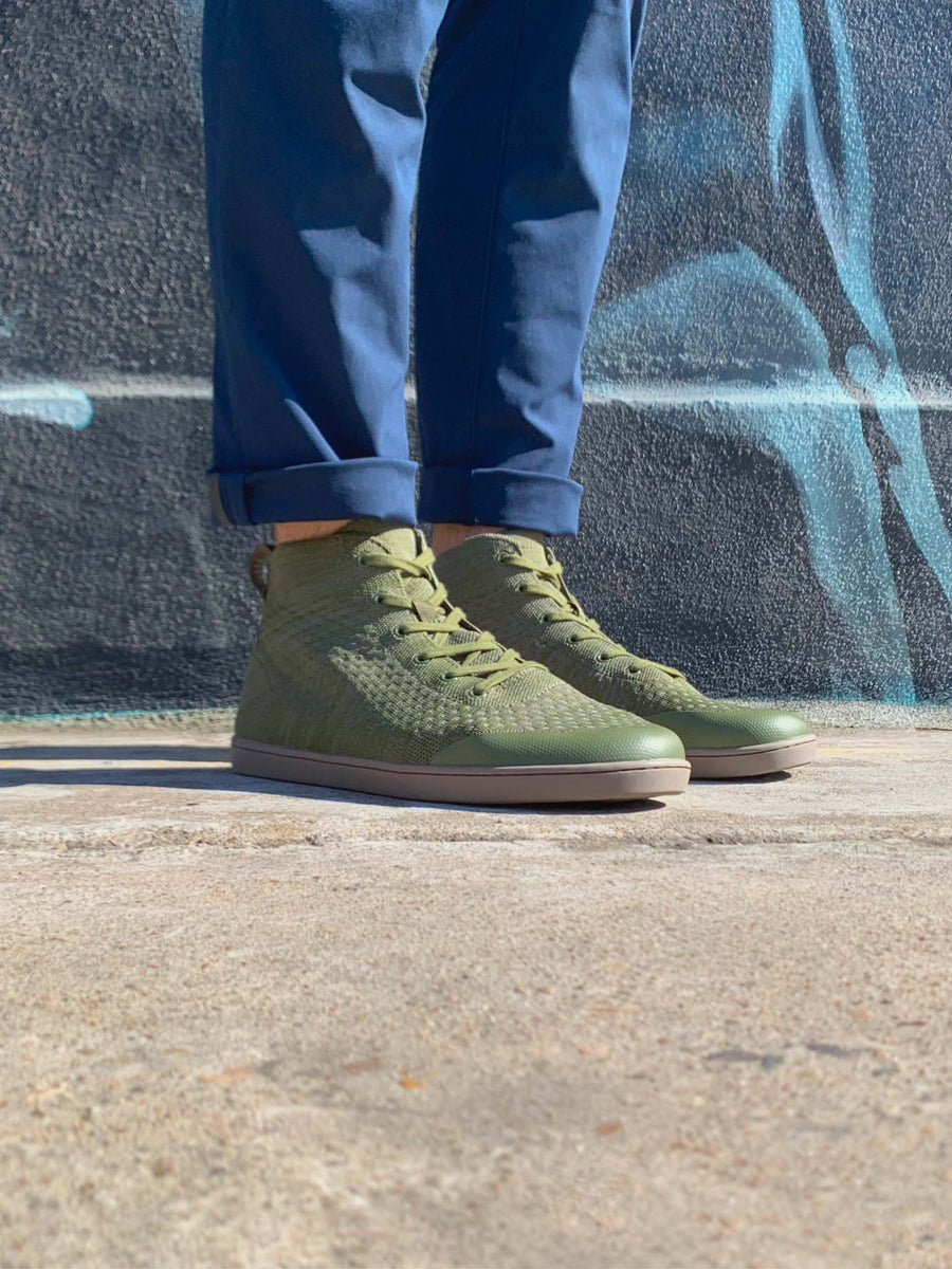 A single green leaf against a white background.